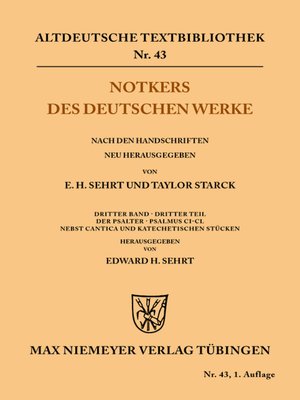 cover image of Notkers des Deutschen Werke, 3. Band, 3. Teil